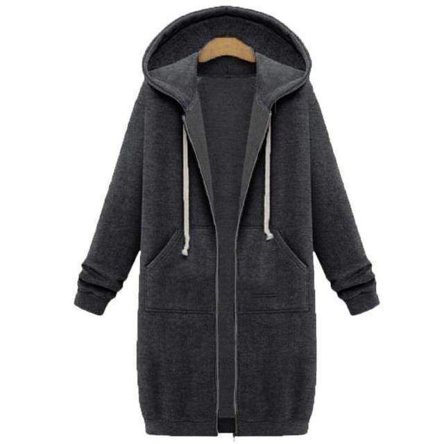 clothing Dark Grey / S Oversized S-5XL Long Hoodies Coat with Pockets