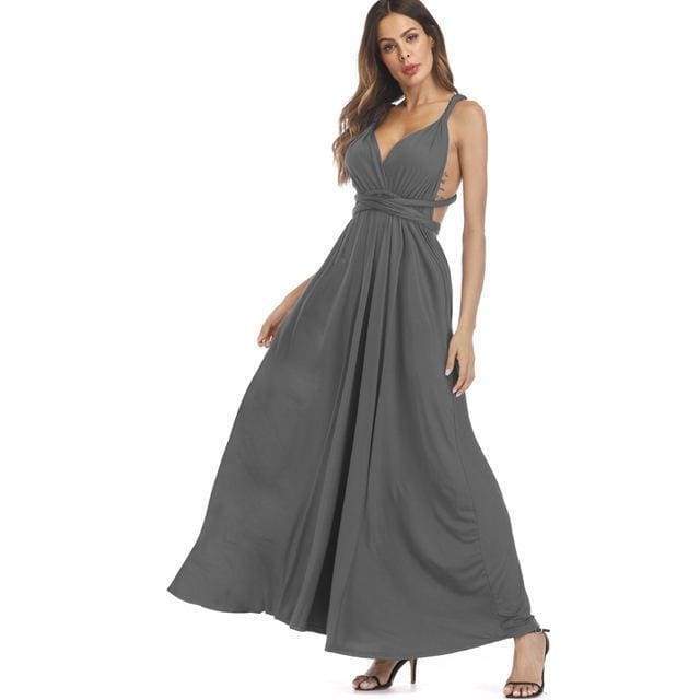 Clothing Dark Grey / S (US 8-10) Plus Size - Infinity Convertible Wonder Dress,  20 Colors Summer Maxi Party Dresses Multiway Swing Dress  Wrap Dress (US 8 - 18 W)