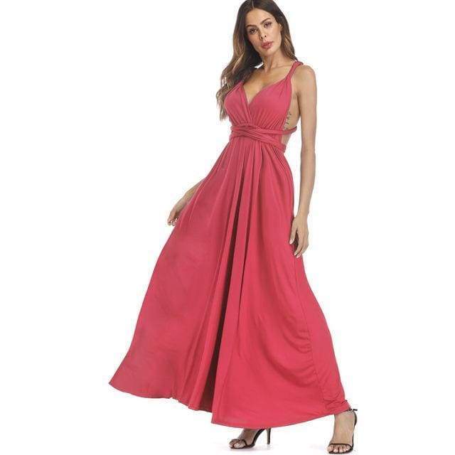 Clothing Dark Orange / S (US 8-10) Plus Size - Infinity Convertible Wonder Dress,  20 Colors Summer Maxi Party Dresses Multiway Swing Dress  Wrap Dress (US 8 - 18 W)