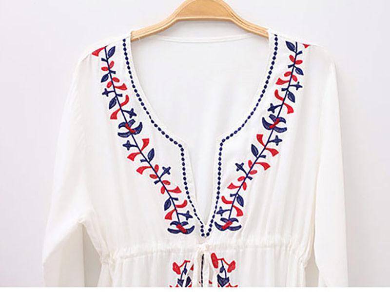 Clothing Embroidery flowers  deep v neck vintage dresses (US 14W-16W)