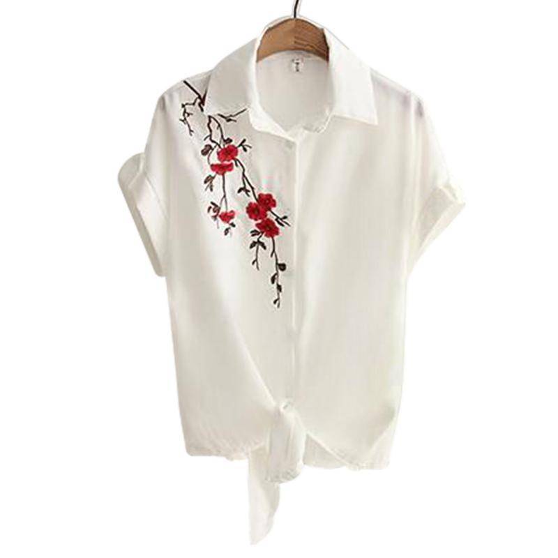 Clothing Embroidery White Top Blouses Shirts (US 8-16)