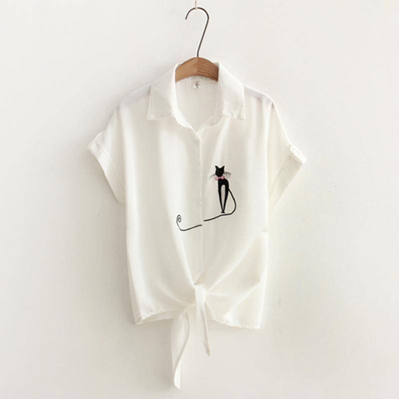 Clothing Embroidery White Top Blouses Shirts (US 8-16)