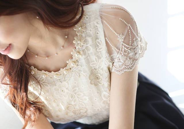 Clothing fashion Summer New Offer women's chiffon shirt lace top beading embroidery o-neck  Women's Blouses Blouse  S-XXXL  d338A31 (US 2-16)