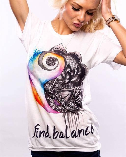 Clothing Find Balance in Life / XXS Good Vibes women Tees, Positive T-shirts (US 2-12)