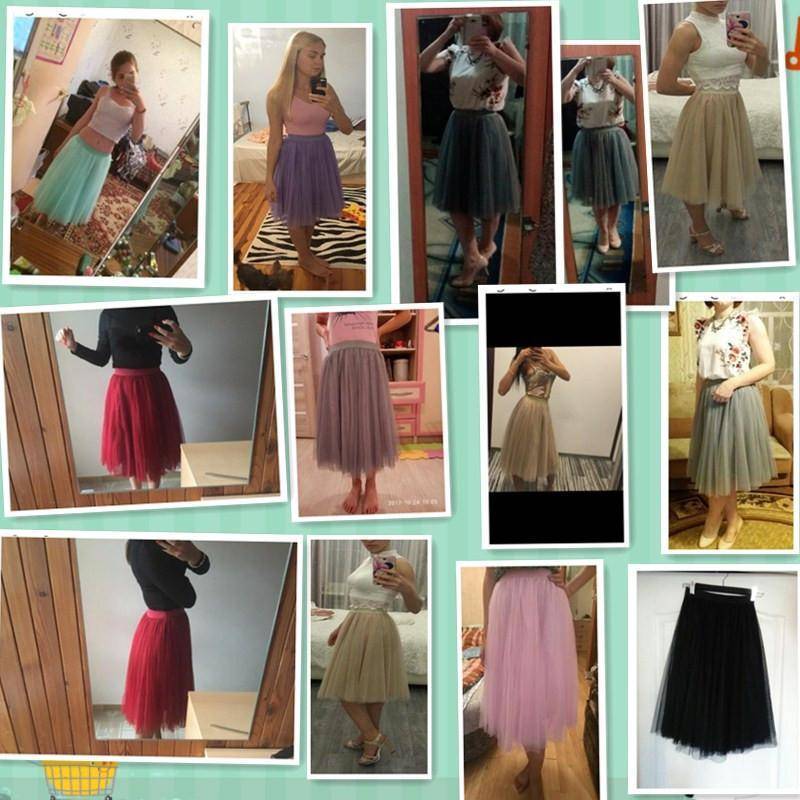 clothing Fits 22" - 41" wasit - Three Layers, Tulle Elastic High waist Midi Skirt