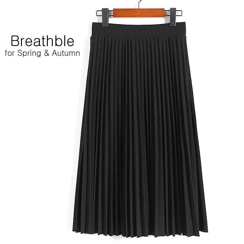 clothing Fits Waist 25'-35", 10 Matte Colors, Breathable, High Waist Pleated Ankle Length Chiffon Skirt