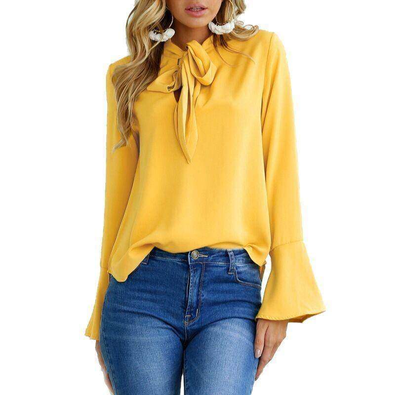 Clothing Flare Sleeve Blouse Temperament Chiffon Blouses (US 10-18w)