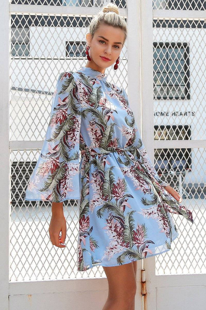 Clothing Flare sleeve floral print chiffon dress (US 6-14)