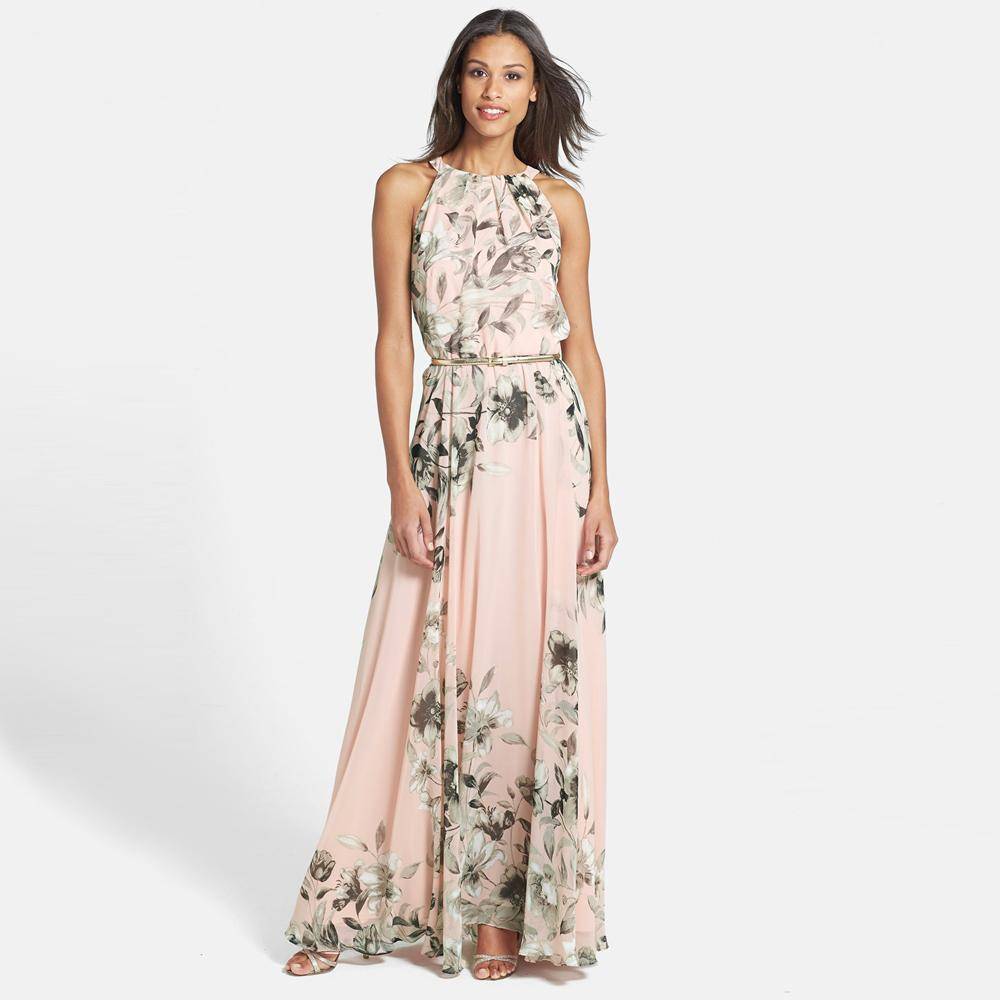 www.Nuroco.com - Floral Chiffon Long Dress Boho Maxi Sundress (US 8-16) www.Nuroco.com - Floral Chiffon Long Dress Boho Maxi Sundress (US 8-16)