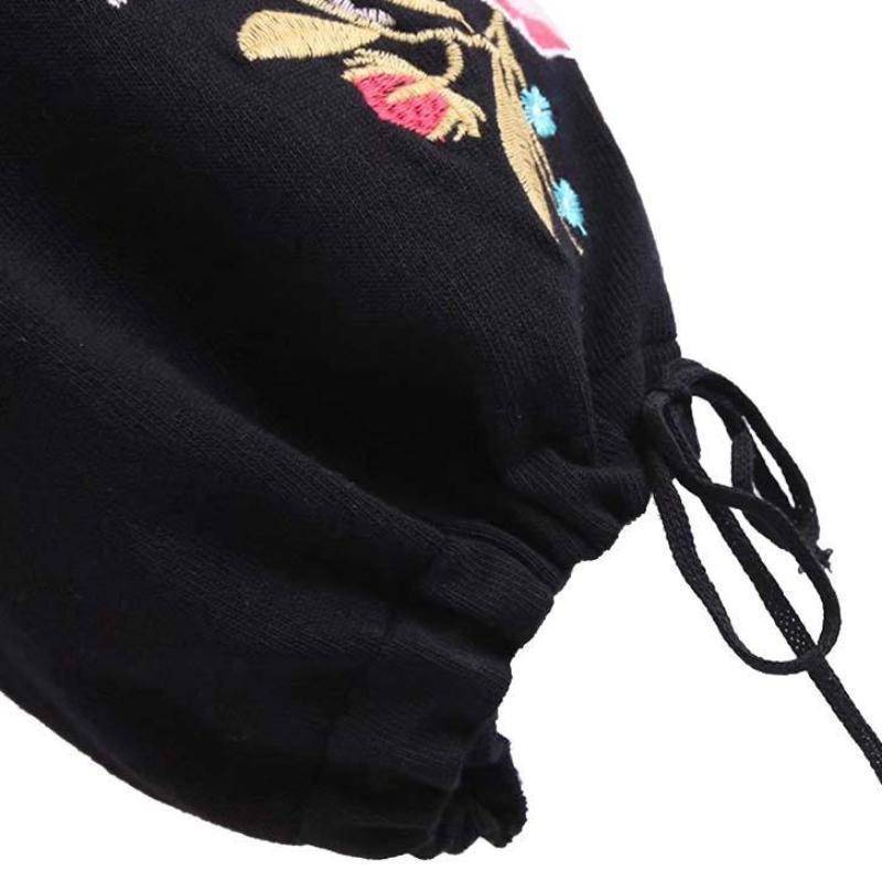 Clothing Floral embroidery bow tie sleeve black pullover (US 2-8)