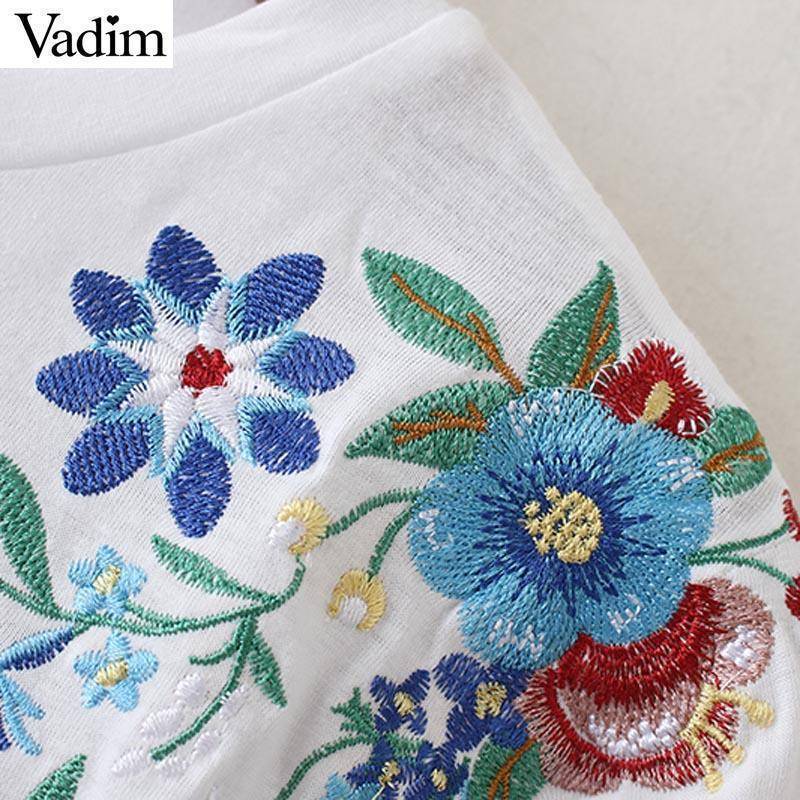 clothing Flower embroidery T shirt