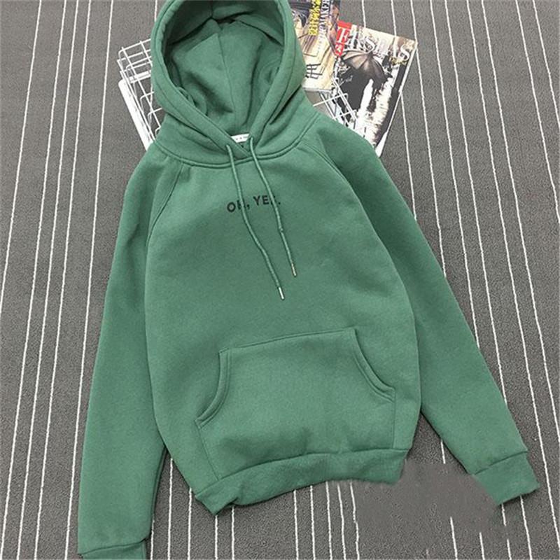 Clothing Fsdhion Autumn Winter Fleece Oh Yes Letter Harajuku Print Pullover Thick Loose Women Hoodies Sweatshirts Female Casual Coat (US 12-18W)