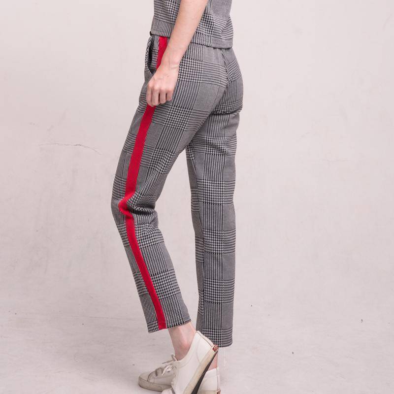 Clothing Full Length Plaid Striped Check High Waist Loose Harem SweatPants (US 2-8)