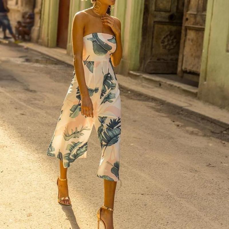 www.Nuroco.com - Girl Off Shoulder Navy Blue Floral Print Jumpsuit Women Summer Beach Long Rompers www.Nuroco.com - Girl Off Shoulder Navy Blue Floral Print Jumpsuit Women Summer Beach Long Rompers