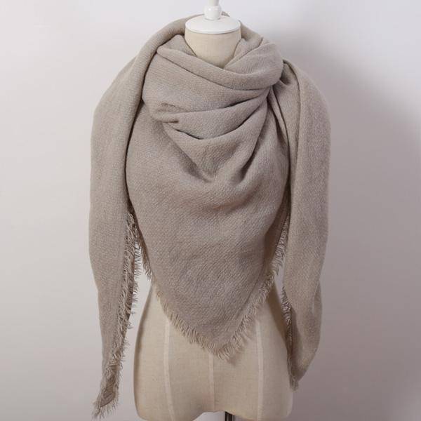 clothing gray Oversize Solid Color Winter Square Scarf, XL Women Blankets,  Luxury Shawl 140cm x 140cm