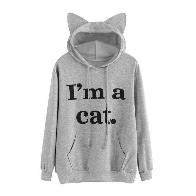 clothing gray / S Cute Cat Ear Cap Hoodies ( US 4 - 10)