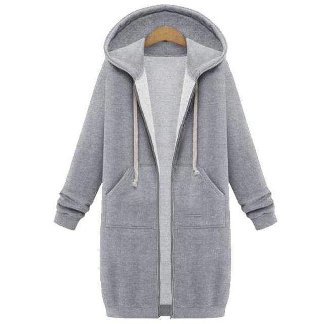 clothing Gray / S Oversized S-5XL Long Hoodies Coat with Pockets
