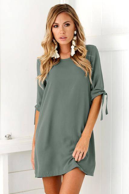 Clothing gray / S (US 8-10) Summer Casual Long Shirt /Short Chiffon Dress (US 8-18W)