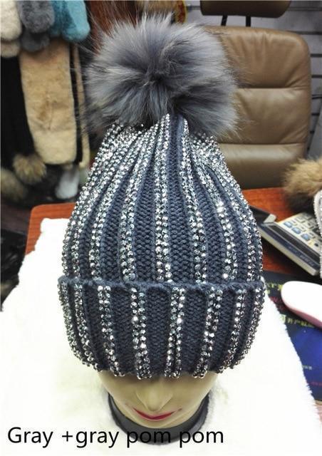 Luxury Brand Women Winter Double Pom Pom Beanie Hats Detachable
