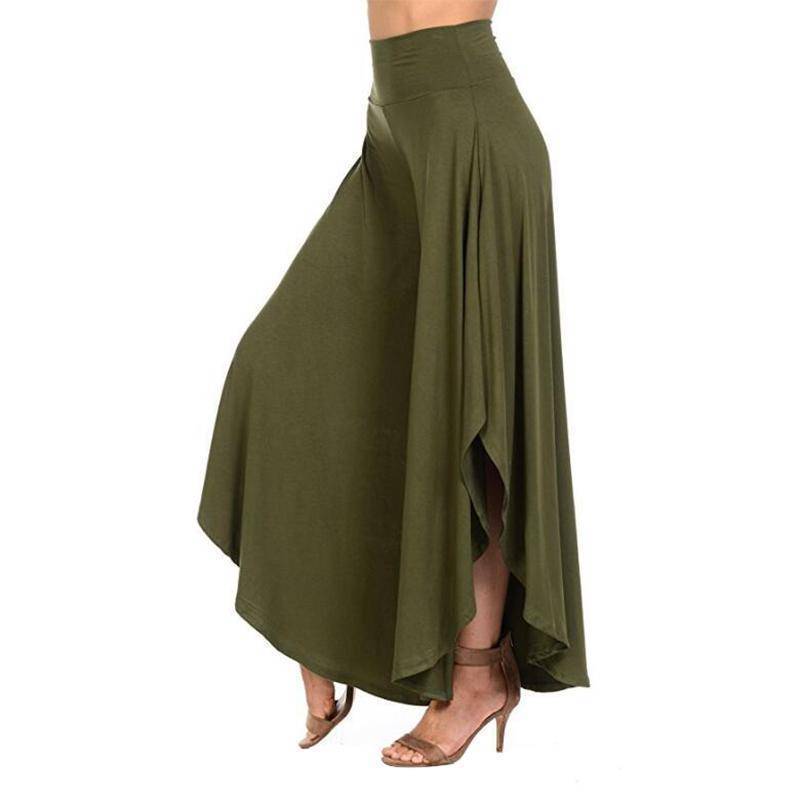 Clothing Green / M (US 2-4) Wide Leg Skirt Pants elastic stretch loose Trousers (US 2-14)