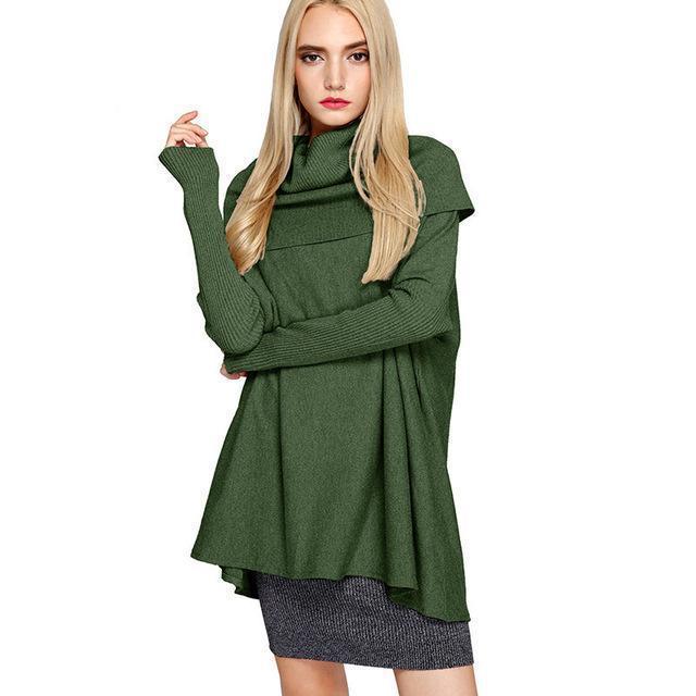 Clothing green / One Size Women Sweaters And Pullovers Easy Knitting Unlined Upper Garment Long Sleeve Knitting Sweater Woman (US 26W)