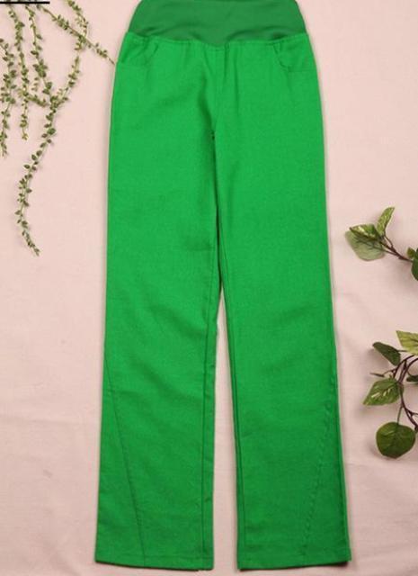 Clothing green / S (US 29) Elastic waist women  Linen pants, wide leg pants casual pants top straight pants loose trousers ( Up to 31" waist)