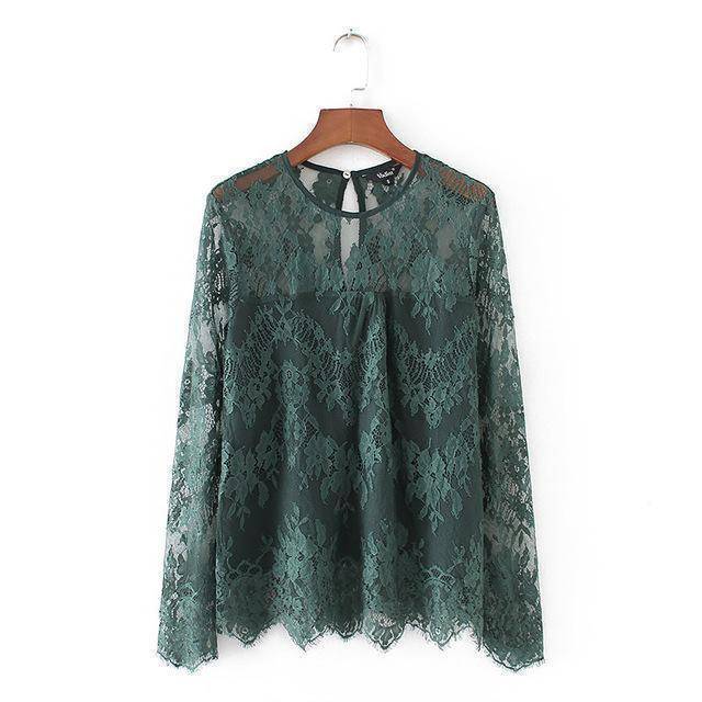 Clothing Green / S (US 8-10) Vintage transparent lace shirts (US 8-16)