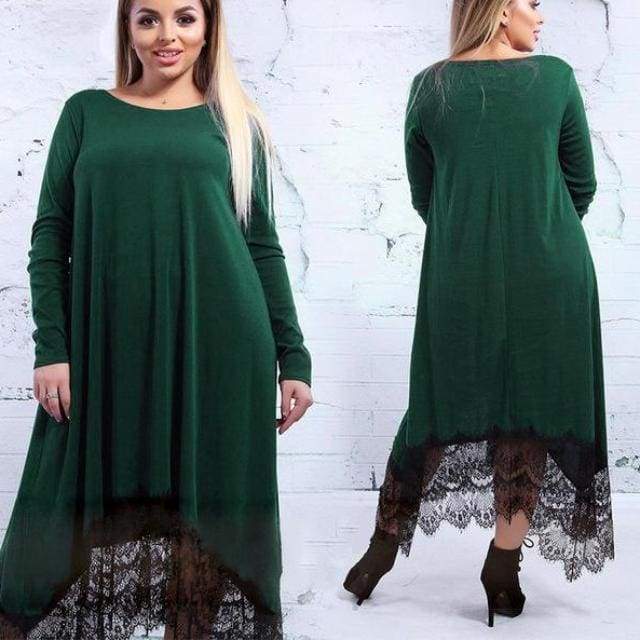 Clothing Green / XXL (US 14-16) Plus Size - Beautiful Lace women dress  (US 14-22W)