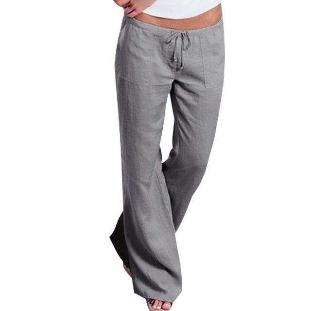 Clothing grey / S (US 6-8) Plus Size - Wide Leg Line Pants Casual Loose Trousers Bottom (US 6-16 / S-5XL)