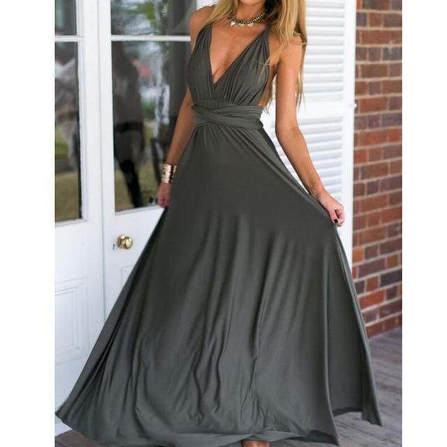 Clothing Gun Metal Black / S (US 10-12) Plus Size - The Wonder Maxi Dress, Beautiful Infinity multi way convertible dresses  (US 10-16W)
