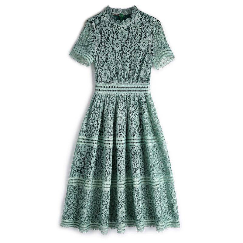 clothing Hollow Out Casual Lace knee length Dress (US 0-10)