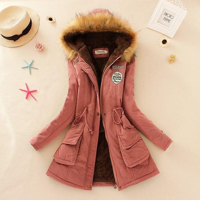 Clothing hot pink / S (US 10-12) New Parkas Female Women Winter Coat Thickening Cotton Winter Jacket Womens Outwear Parkas for Women Winter (10-20W)
