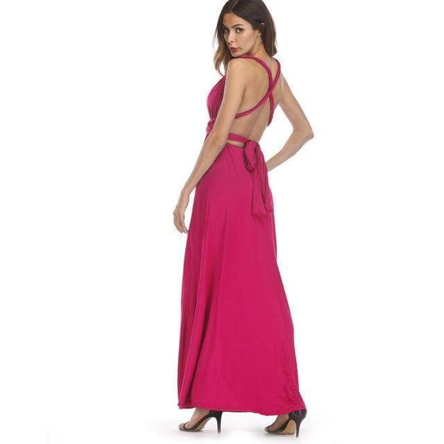 Clothing Hot Pink / S (US 8-10) Plus Size - Infinity Convertible Wonder Dress,  20 Colors Summer Maxi Party Dresses Multiway Swing Dress  Wrap Dress (US 8 - 18 W)
