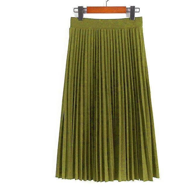 clothing khaki Fits Waist 25'-35", 10 Matte Colors, Breathable, High Waist Pleated Ankle Length Chiffon Skirt
