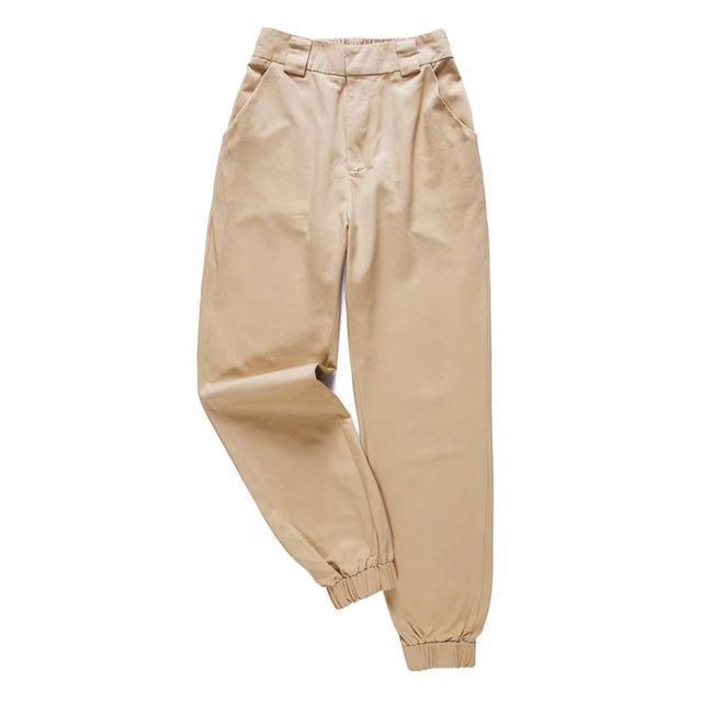Women Casual Cargo Pants Solid High Waist Skinny Pants Zipper Pockets  Streetwear Jogger Pants Hiking Sweatpants(XL,Khaki) 
