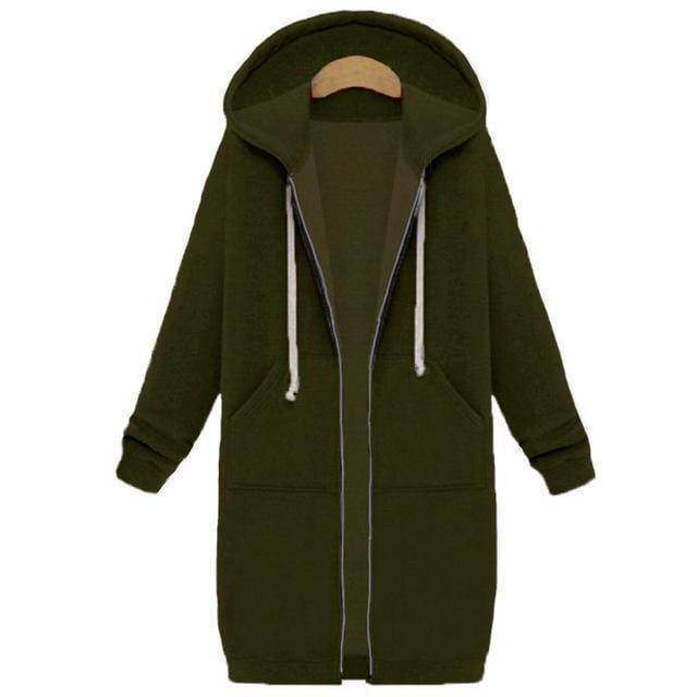 clothing khaki / S Oversized S-5XL Long Hoodies Coat with Pockets