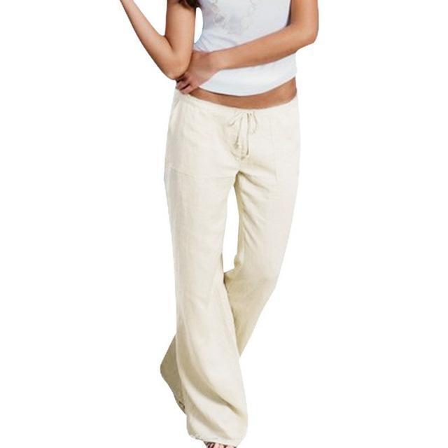 Clothing khaki / S (US 6-8) Plus Size - Wide Leg Line Pants Casual Loose Trousers Bottom (US 6-16 / S-5XL)