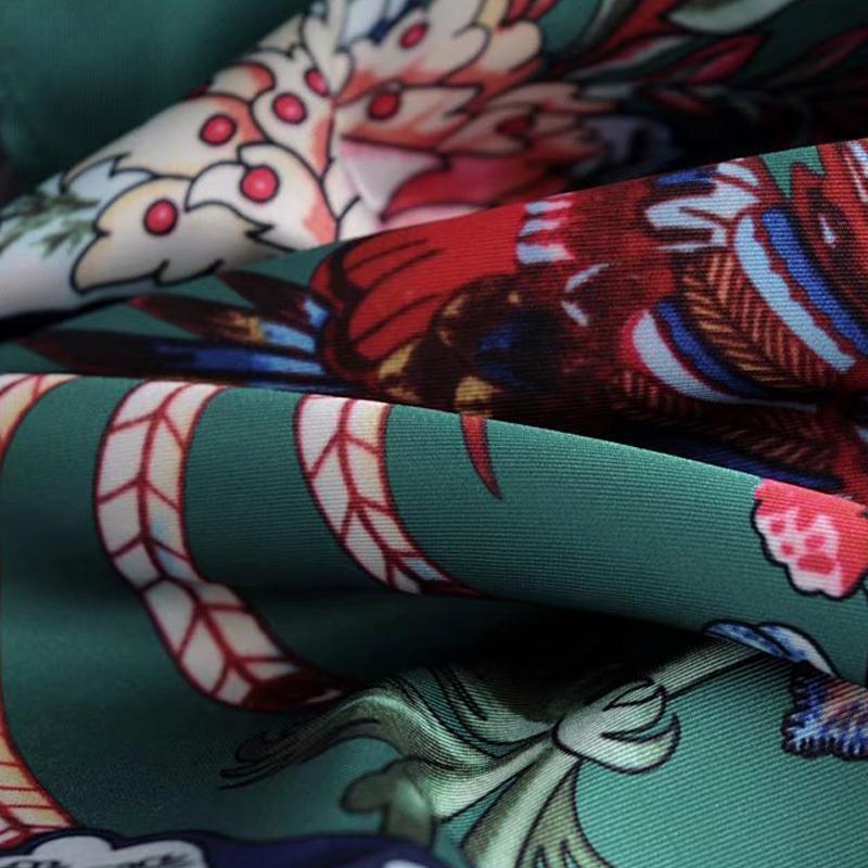 Clothing Kimono Green floral knee length Dress (US 2-6)