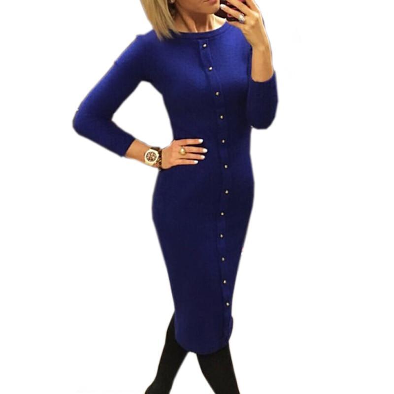 www.Nuroco.com - Knitting Autumn Winter Dress Warm Women Knitted Dress Mid-calf Package Hip Sheath www.Nuroco.com - Knitting Autumn Winter Dress Warm Women Knitted Dress Mid-calf Package Hip Sheath