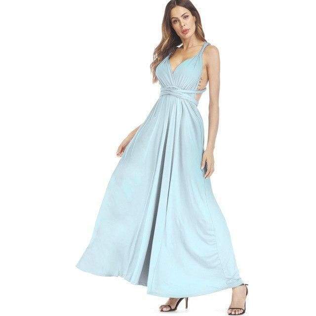 Clothing Light Blue / S (US 8-10) Plus Size - Infinity Convertible Wonder Dress,  20 Colors Summer Maxi Party Dresses Multiway Swing Dress  Wrap Dress (US 8 - 18 W)