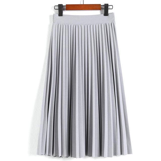 clothing Light Gray Fits Waist 25'-35", 10 Matte Colors, Breathable, High Waist Pleated Ankle Length Chiffon Skirt