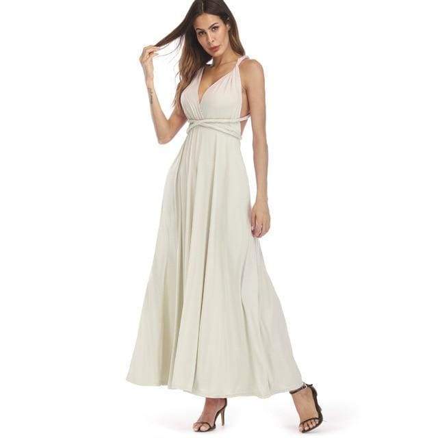 Clothing Light Gray / S (US 8-10) Plus Size - Infinity Convertible Wonder Dress,  20 Colors Summer Maxi Party Dresses Multiway Swing Dress  Wrap Dress (US 8 - 18 W)