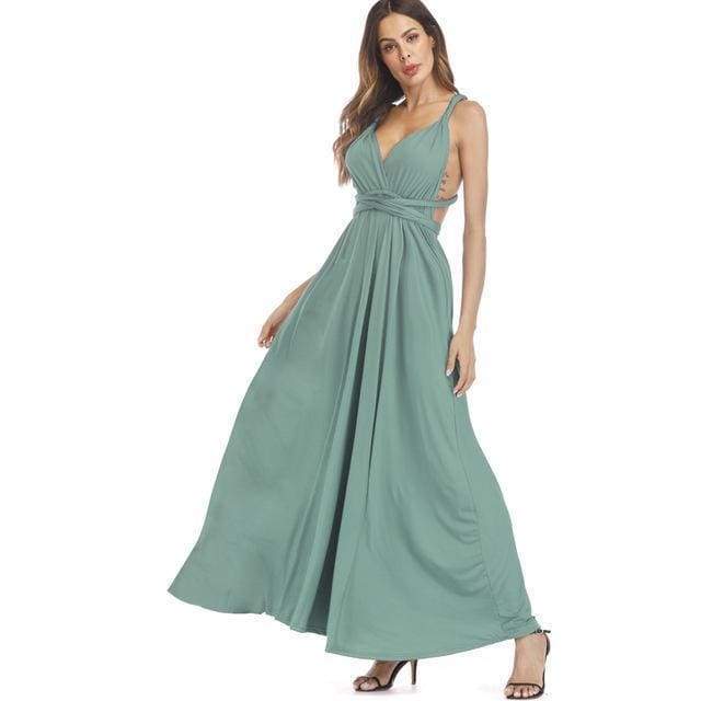 Clothing Light Green / S (US 8-10) Plus Size - Infinity Convertible Wonder Dress,  20 Colors Summer Maxi Party Dresses Multiway Swing Dress  Wrap Dress (US 8 - 18 W)