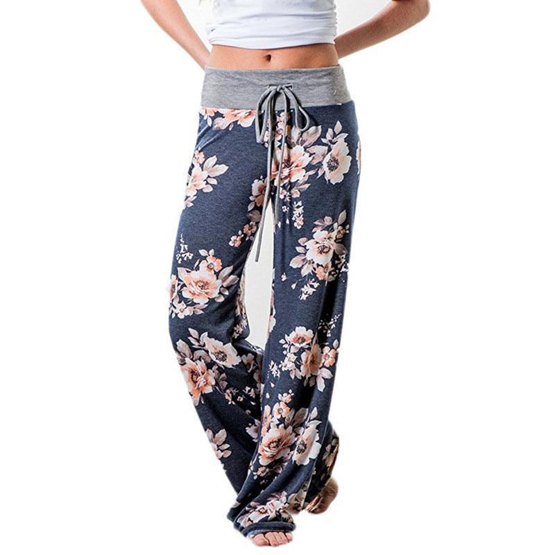 Casual Floral Print Pants for Women Elastic Waist Loose Spring Summer Pants  Irregular Hem Comfy Trousers with Pockets at  Women's Clothing store