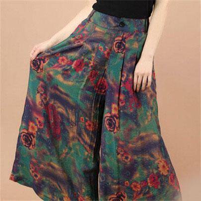 6 colors, Wide Leg Pant, Flower Capri Skirt Trousers