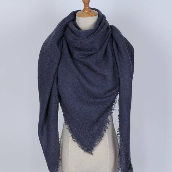 clothing navy Oversize Solid Color Winter Square Scarf, XL Women Blankets,  Luxury Shawl 140cm x 140cm