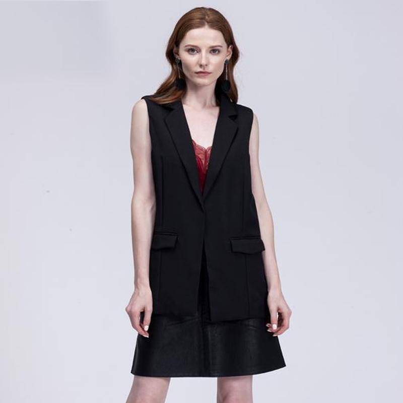 Clothing new fashion waistcoat women no button black jacket women sleeveless blazer jacket white casual outwear (US 4-12)