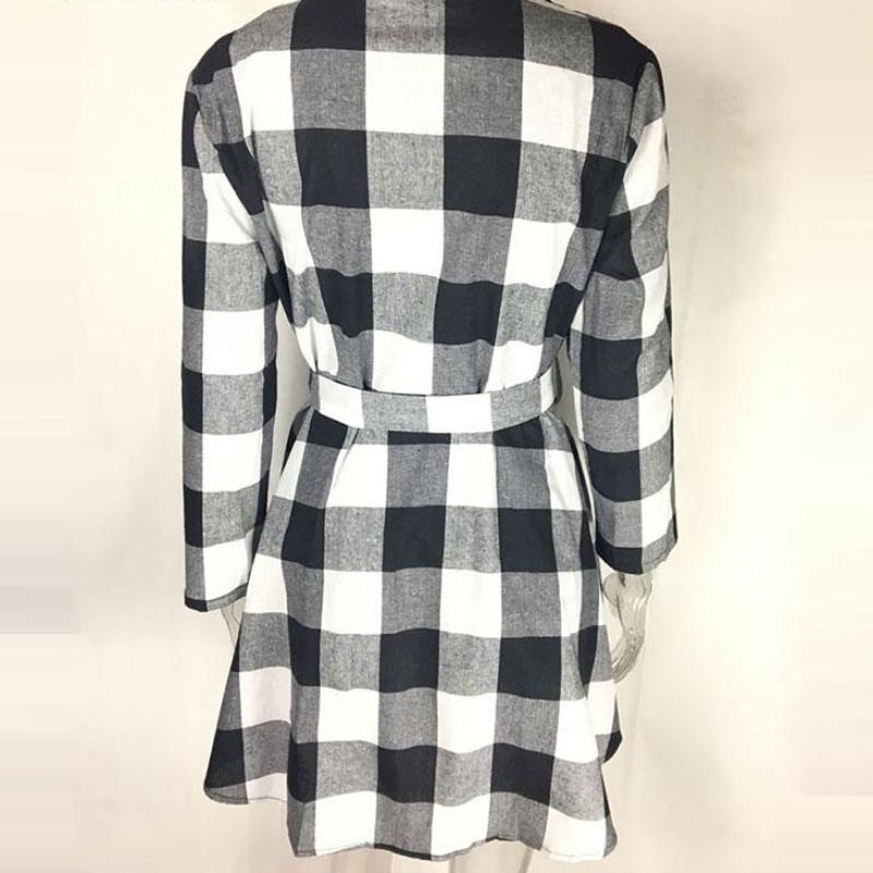 www.Nuroco.com - New Spring Autumn Dress Women Plaid Turn-down Collar Cotton Vestidos Casual Tunic www.Nuroco.com - New Spring Autumn Dress Women Plaid Turn-down Collar Cotton Vestidos Casual Tunic