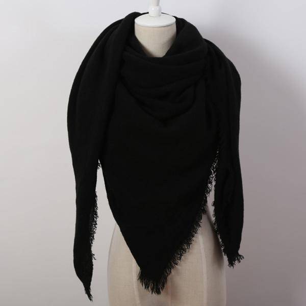 clothing Oversize Solid Color Winter Square Scarf, XL Women Blankets,  Luxury Shawl 140cm x 140cm