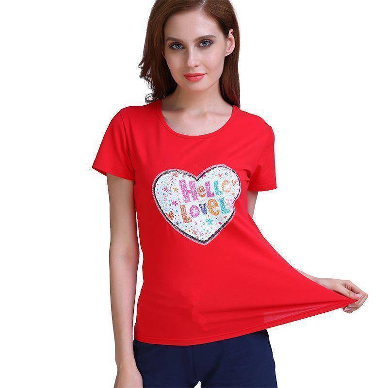 clothing Petite Happy Reversible Sequin Cotton T-Shirt ( S /US 0 - XXXL/ US 12)